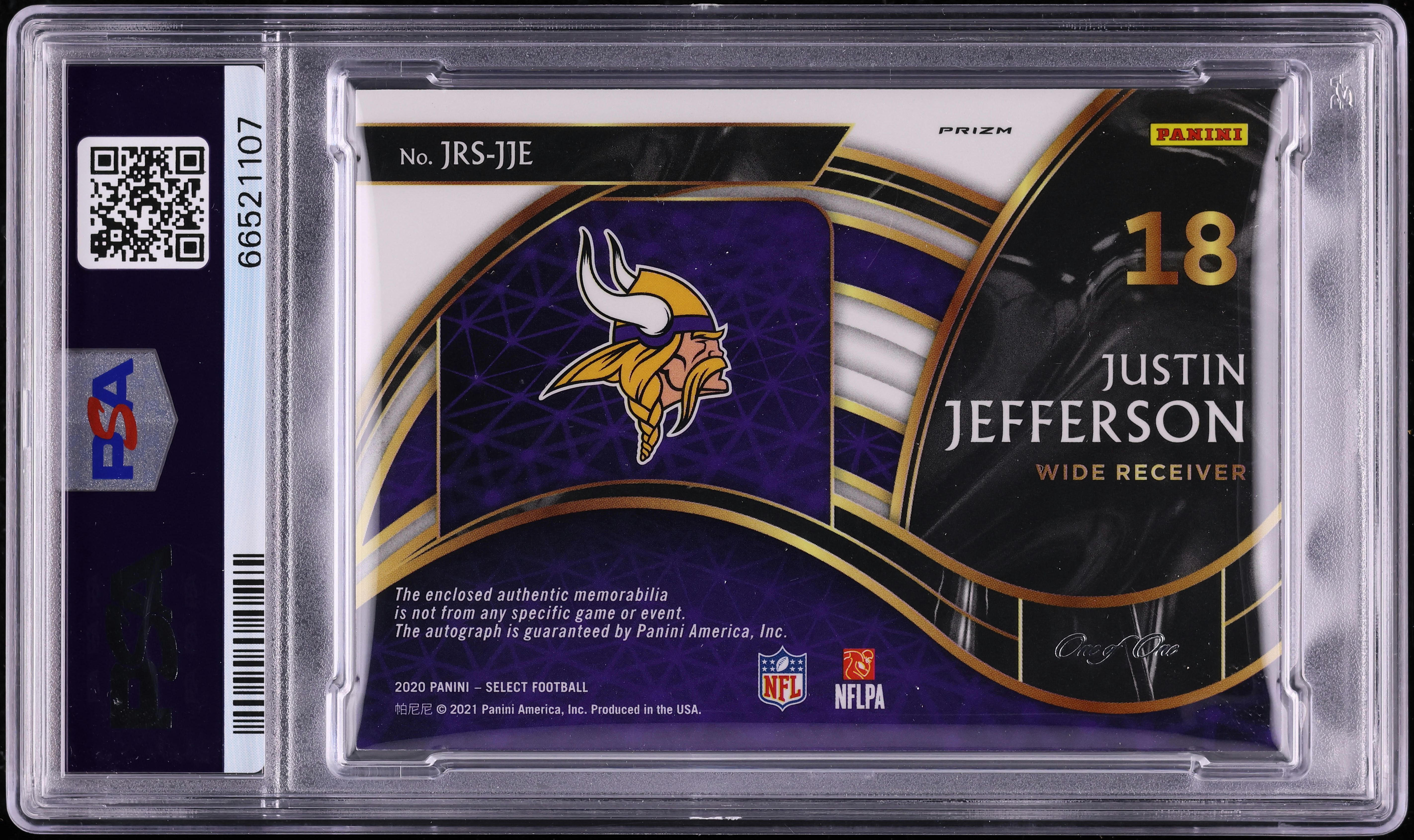 2020 Select Jumbo Black Prizm Justin Jefferson RC PATCH AUTO DNA