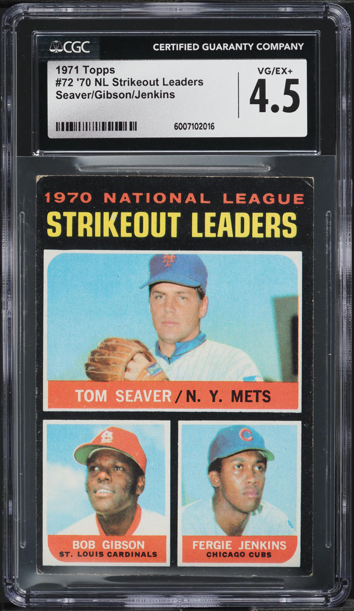 1971 Topps Bob Gibson Tom Seaver Fergie Jenkins NL LDRS #72 CGC 4.5 VGEX+