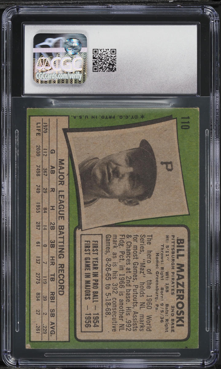 1971 Topps Bill Mazeroski #110 CGC 4.5 VGEX+