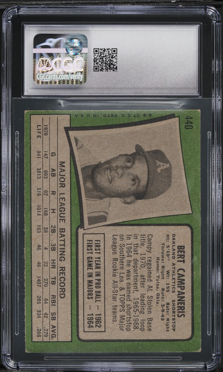 1971 Topps Bert Campaneris #440 CGC 4 VGEX