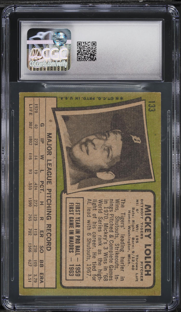 1971 Topps Mickey Lolich #133 CGC 6 EXMT