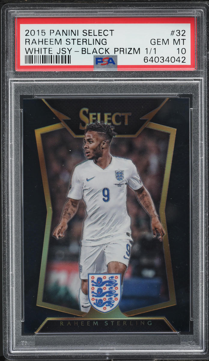 2015 Select White Jersey Black Prizm Raheem Sterling 1/1 #32 PSA 10 GEM MINT