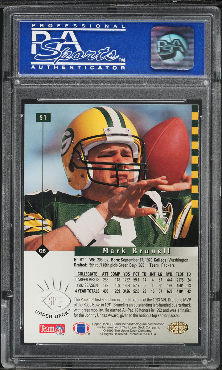 1993 SP Football Mark Brunell ROOKIE #91 PSA 8 NM-MT