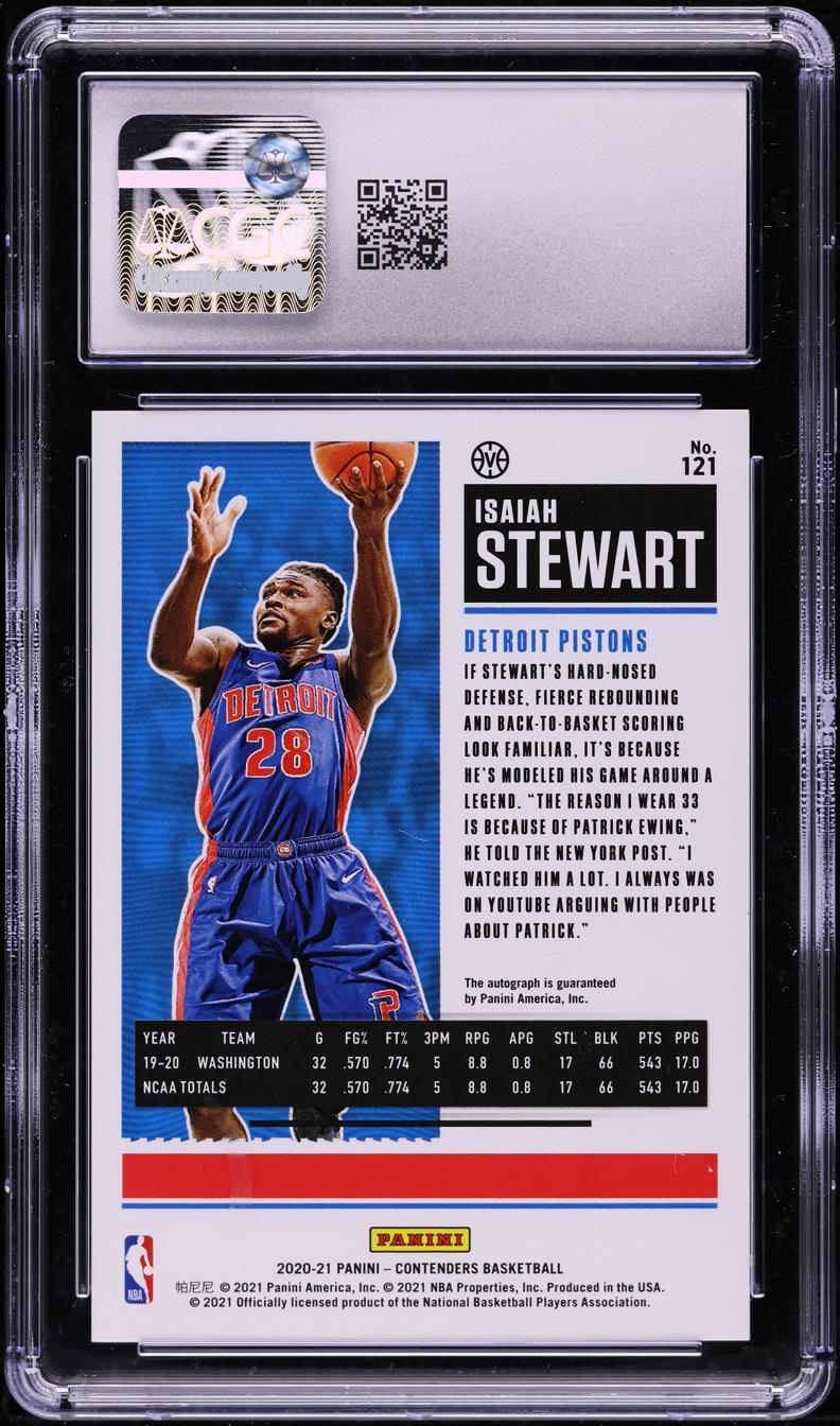 2020 Panini Contenders Playoff Ticket Isaiah Stewart RC AUTO /99 #121 CGC 10 GEM