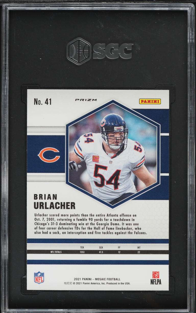 2021 Panini Mosaic Orange Reactive Prizm Brian Urlacher #41 SGC 9 MINT