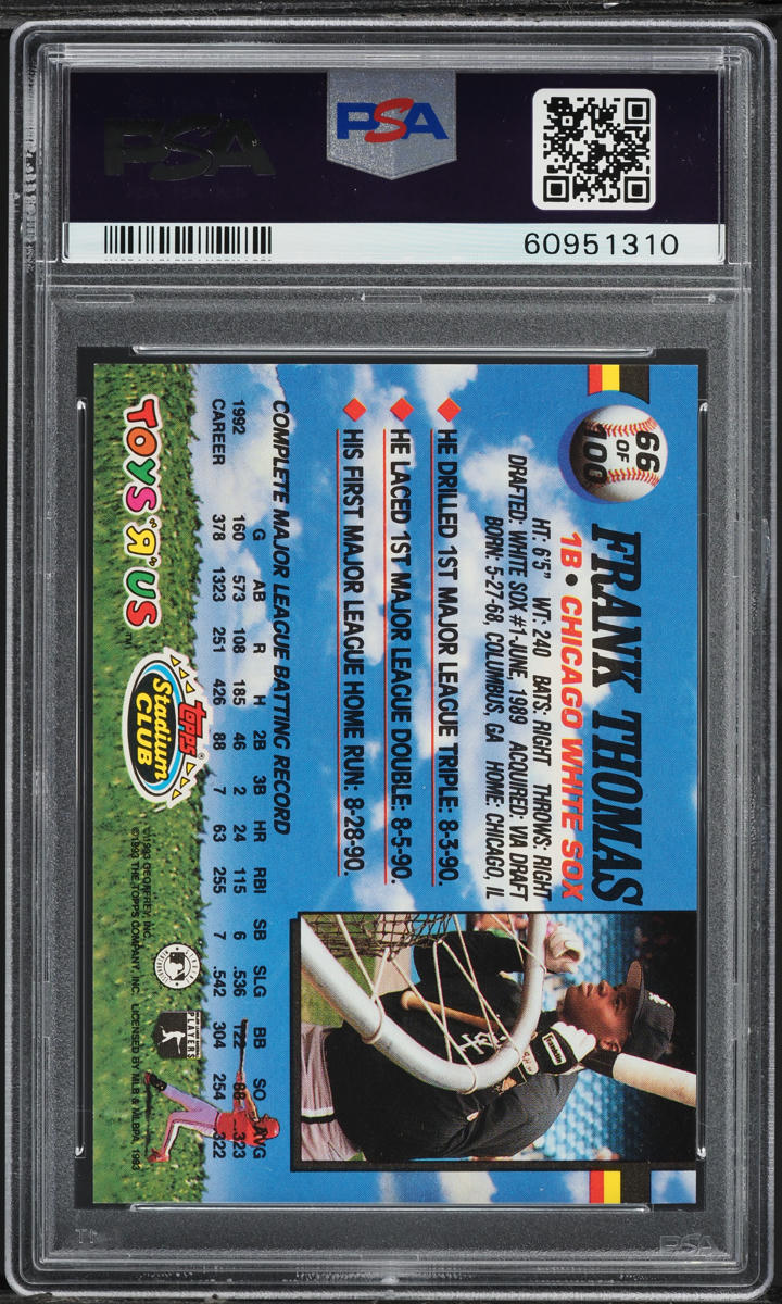 1993 Stadium Club Toys 'R' Us Frank Thomas #66 PSA 8 NM-MT