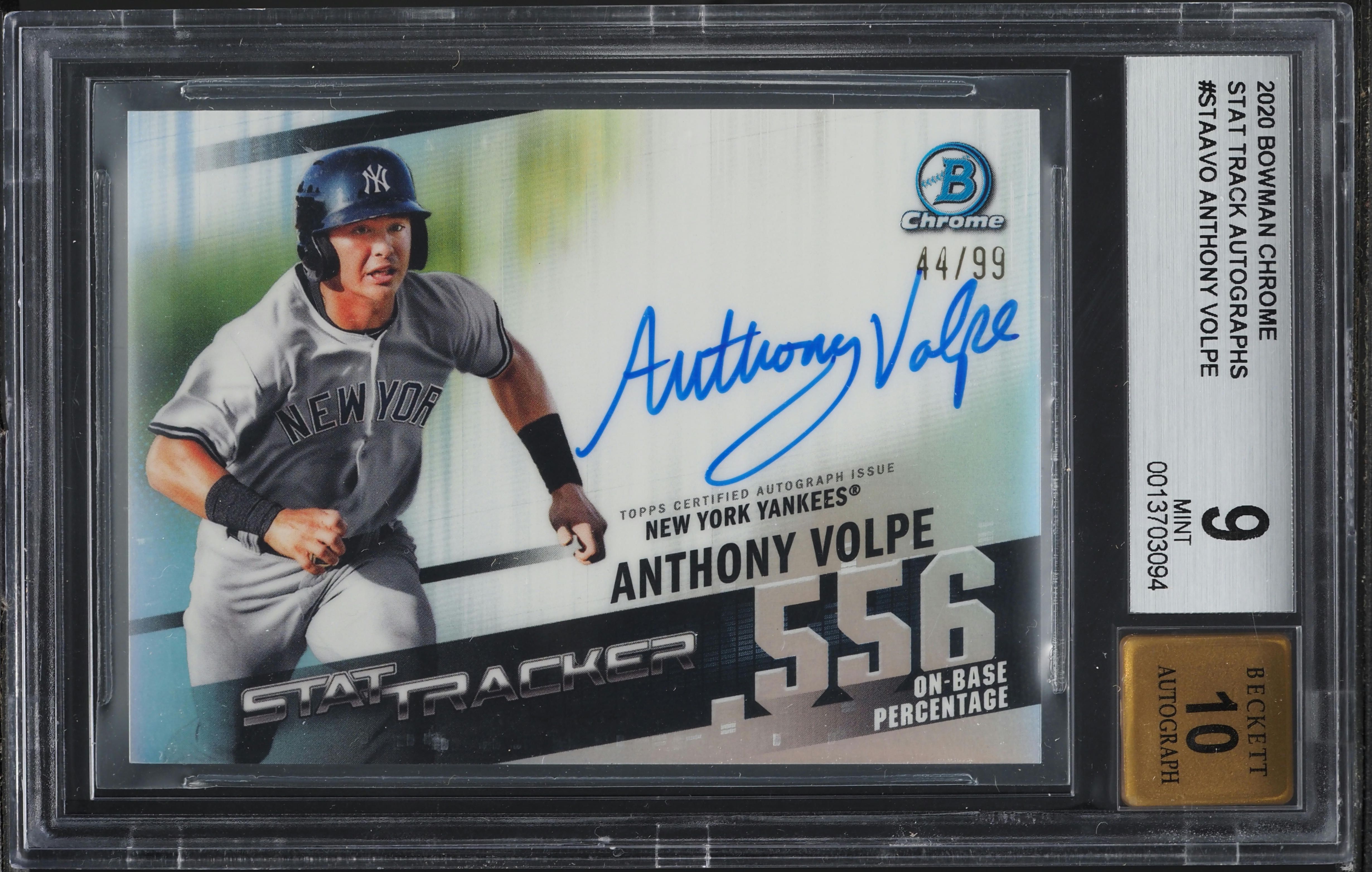 2020 Bowman Chrome Stat Track Anthony Volpe AUTO /99 #STAAVO BGS 9