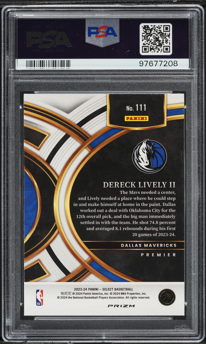 2023 Select Premier Blue Prizm Dereck Lively II ROOKIE #111 PSA 10 GEM MINT
