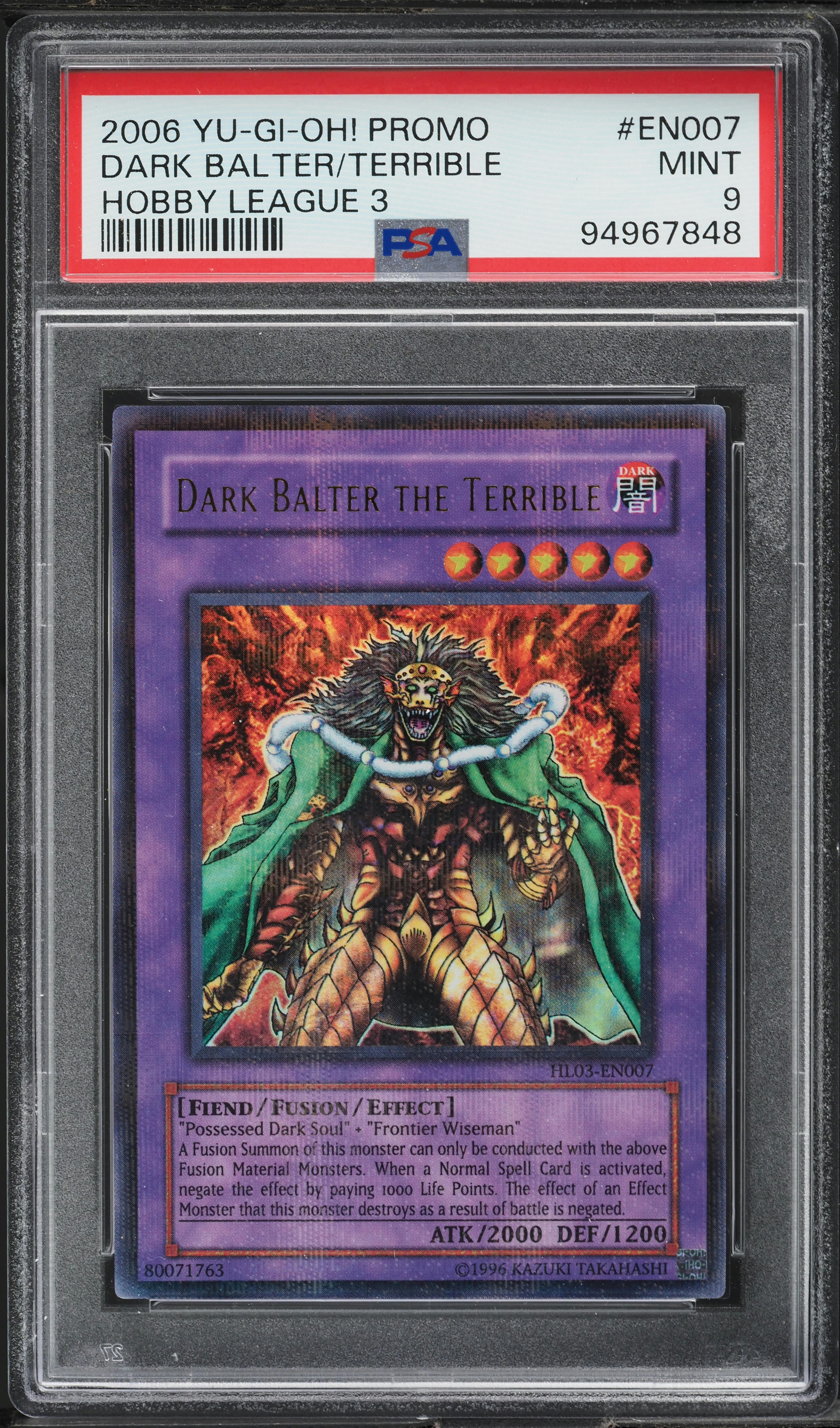 Yu Gi Oh : HL03-EN007 Hobby League Dark Balter the Terrible Parallel Rare Promo Card