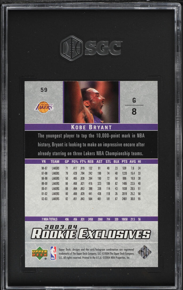 2003 Upper Deck Rookie Exclusives Kobe Bryant #59 SGC 9.5 MINT+
