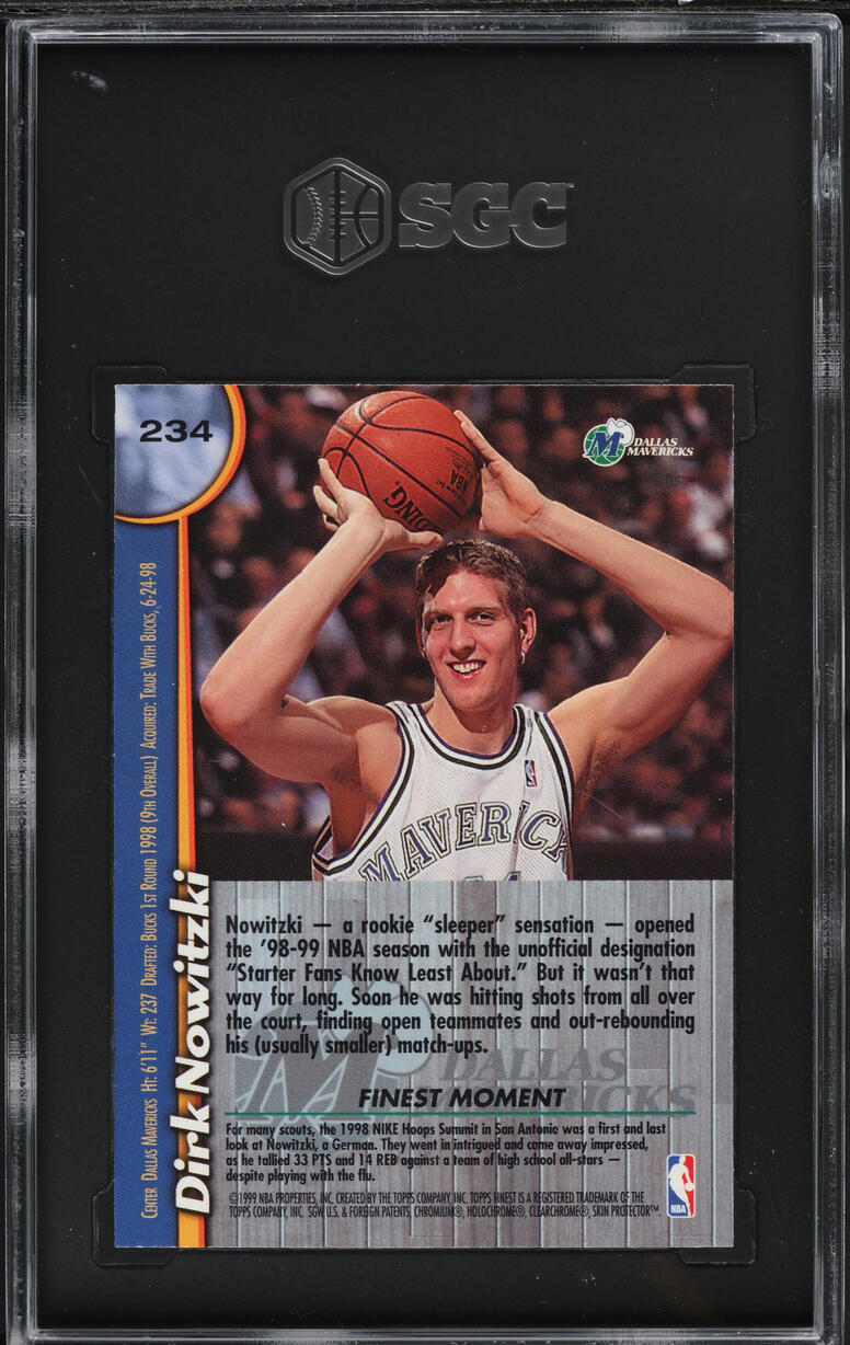 1998 Finest w/ Coating Dirk Nowitzki ROOKIE #234 SGC 9 MINT