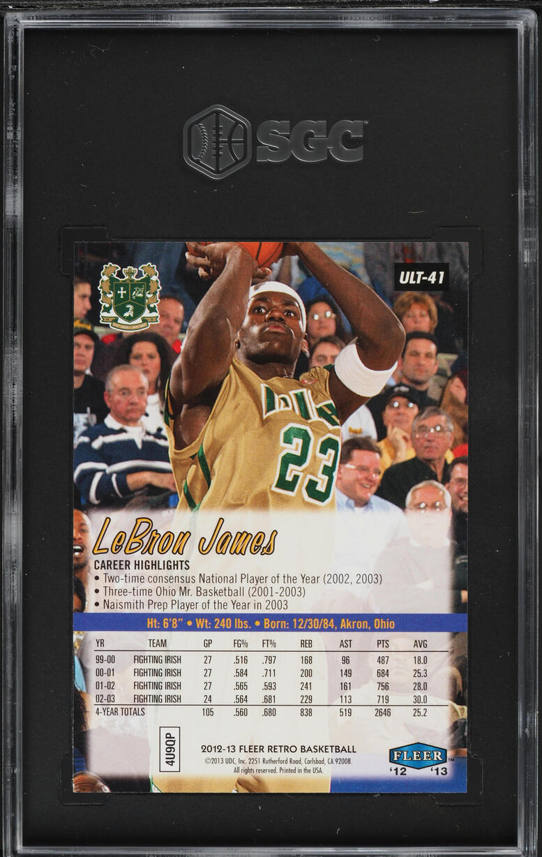 2012 Fleer Retro '97 Ultra LeBron James #ULT-41 SGC 10 GEM MINT