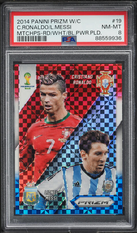2014 Panini Prizm Red White Blue Plaid Cristiano Ronaldo & Lionel