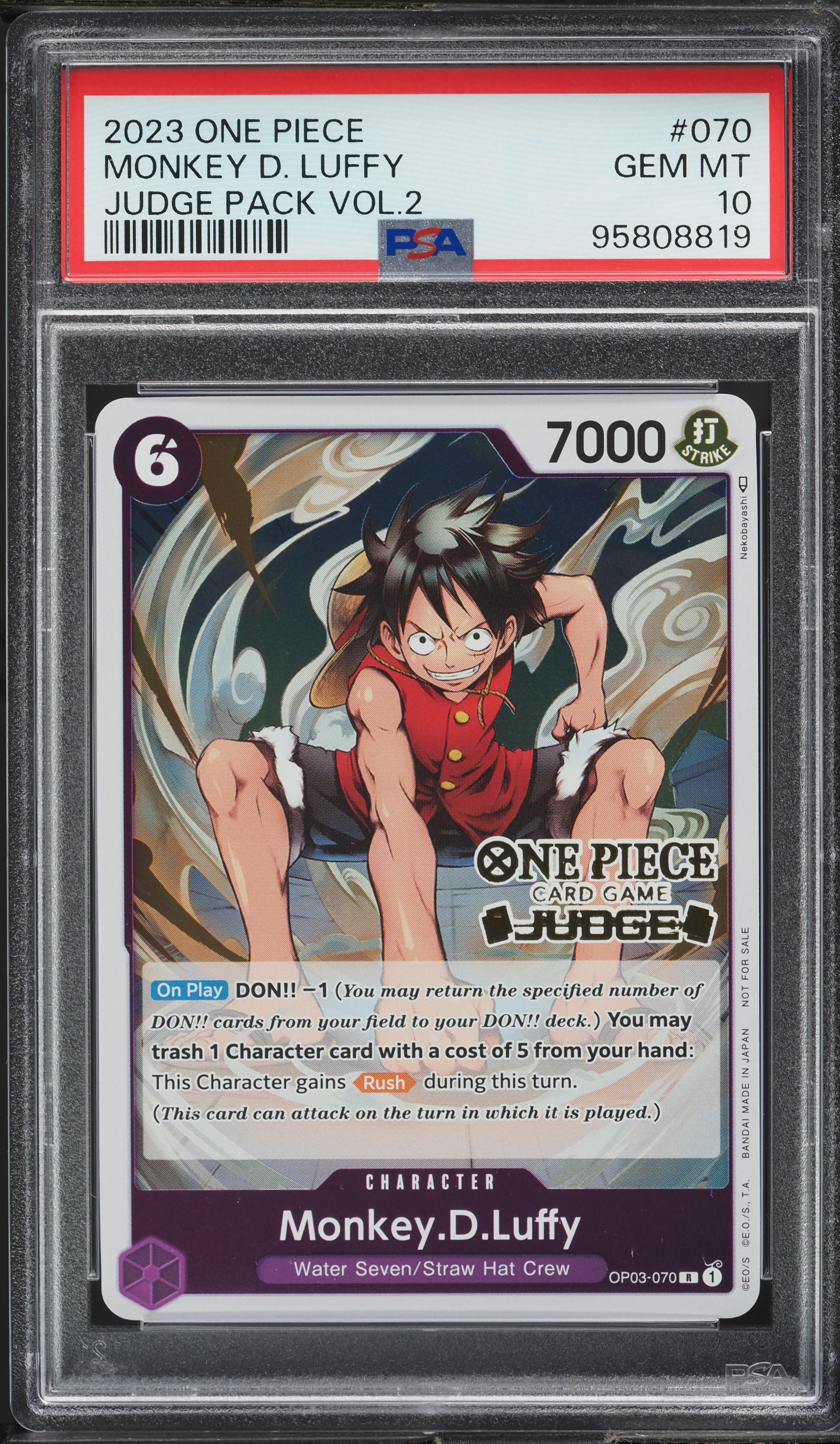 2023 One Piece Judge Pack Volume 2 Monkey D. Luffy #OP03-070 PSA
