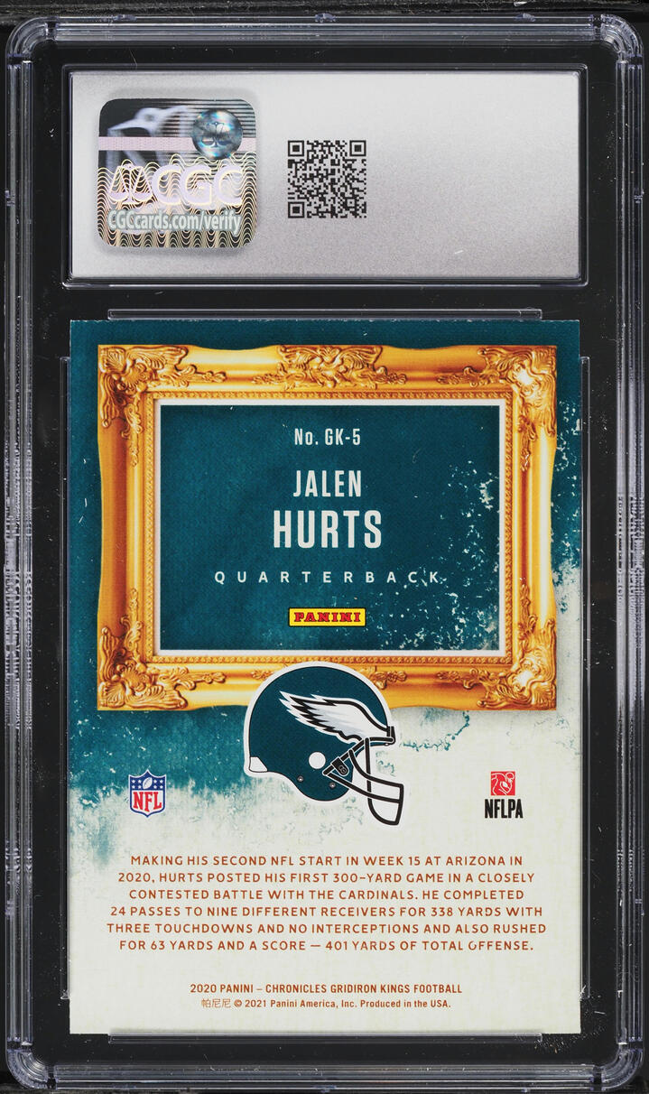 2020 Panini Chronicles Gridiron Kings Jalen Hurts ROOKIE #GK-5 CGC 10 GEM MINT