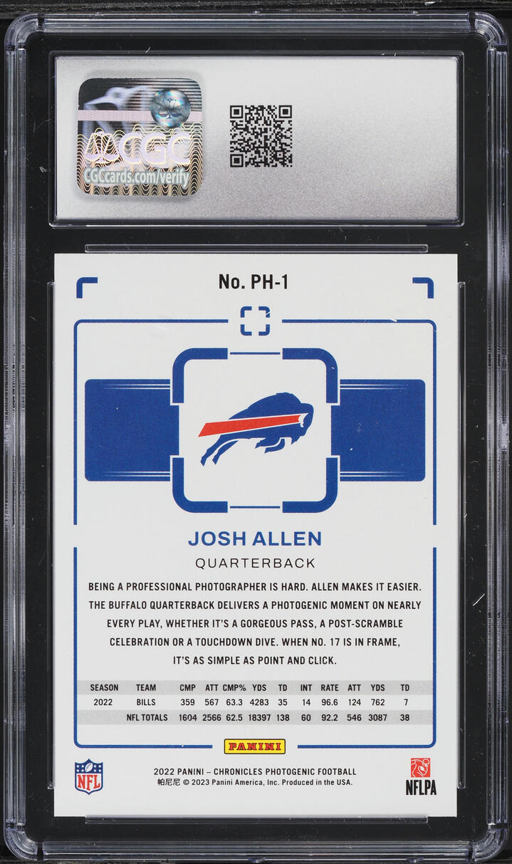 2022 Panini Chronicles Photogenic Josh Allen #PH-1 CGC 10 GEM MINT