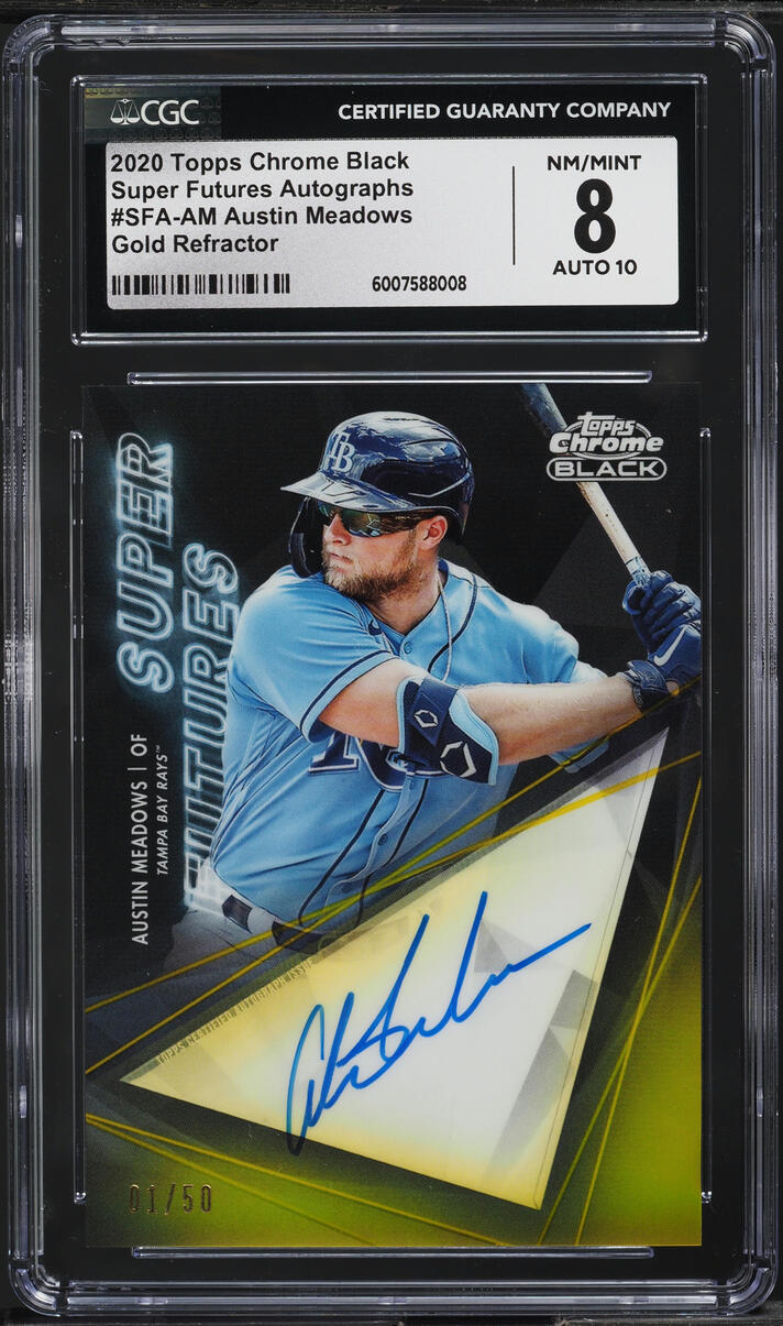 2020 Topps Chrome Super Futures Black Gold Austin Meadows AUTO /50 CGC 8 NM-MT