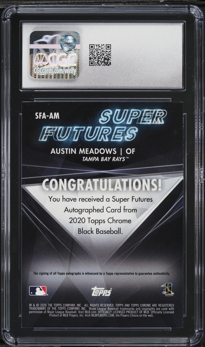 2020 Topps Chrome Super Futures Black Gold Austin Meadows AUTO /50 CGC 8 NM-MT
