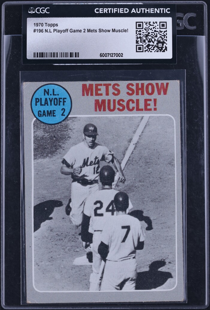 1970 Topps N.L. Playoff Game 2 METS SHOW MUSCLE! #196 CGC AUTH
