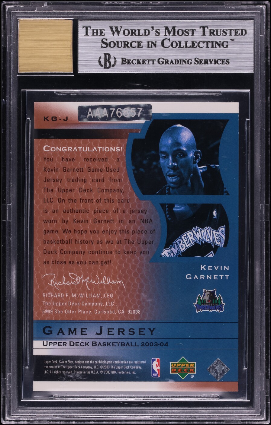 2004 Ultimate Collection Buybacks Kevin Garnett PATCH AUTO 2004 Ultimate Collection Buybacks Kevin Garnett PATCH AUTO