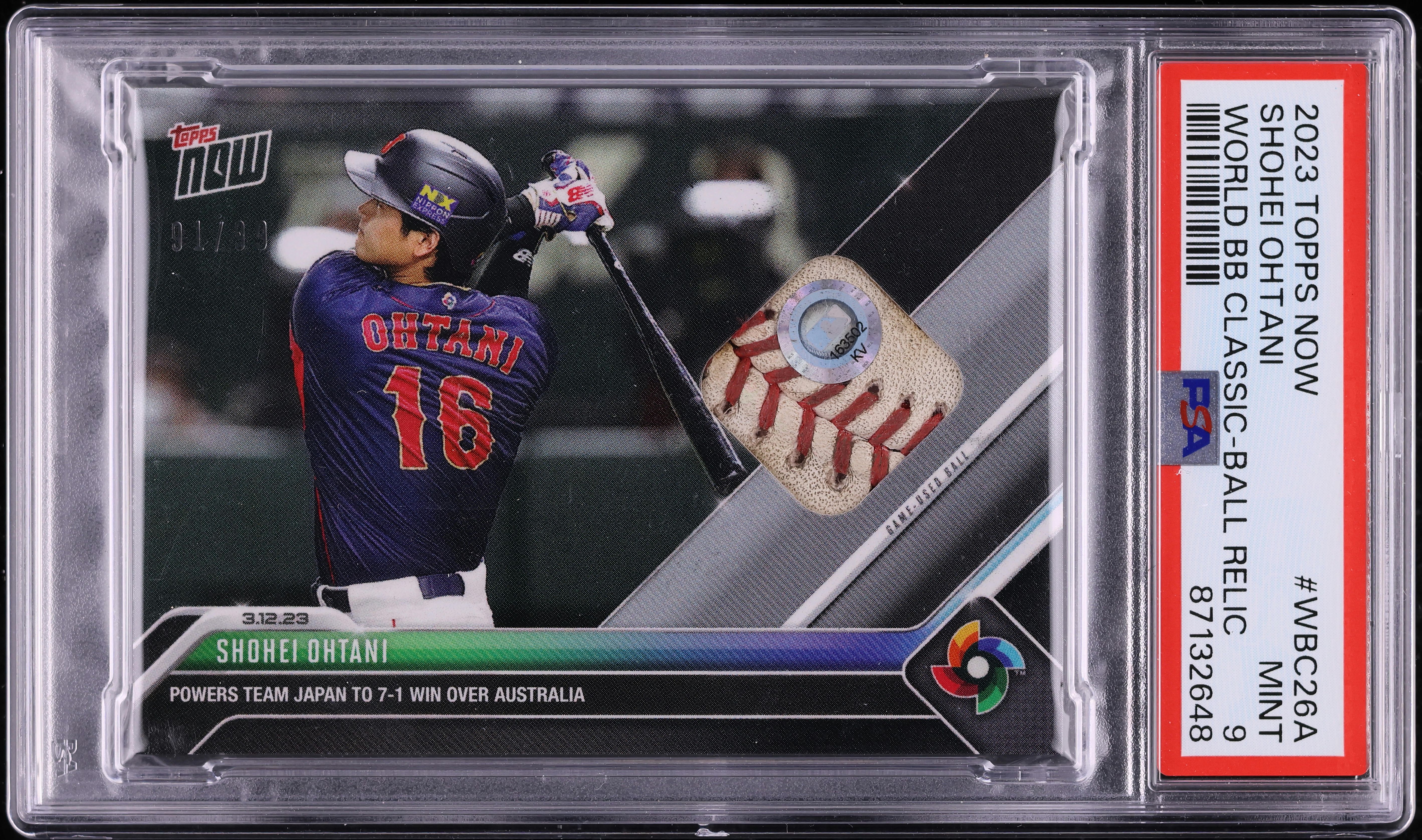 2023 Topps Now World Baseball Classic Shohei Ohtani PATCH /99