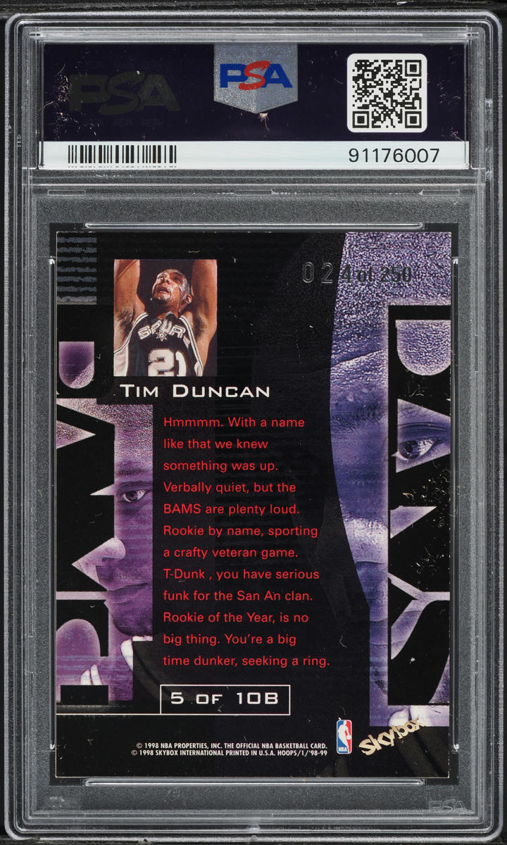 1998 Hoops Bams Tim Duncan /250 #5 PSA 8 NM-MT