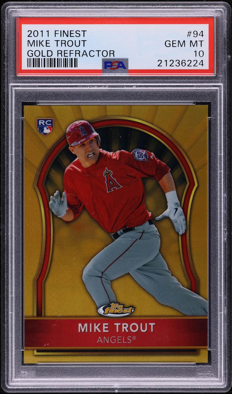 2011 Finest Gold Refractor Mike Trout ROOKIE /50 #94 PSA 10 GEM MINT