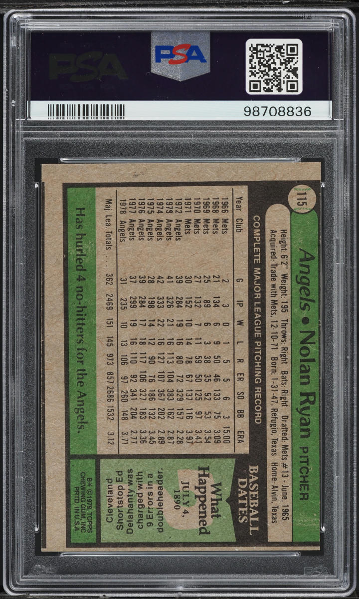 1979 Topps Nolan Ryan #115 PSA 9(mc) MINT