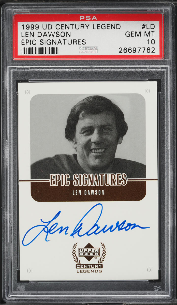1999 Upper Deck Century Legend Epic Len Dawson AUTO #LD PSA 10 GEM MINT