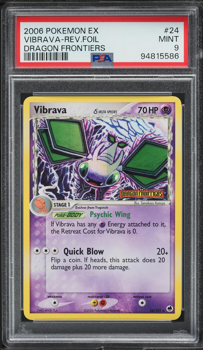 2006 Pokemon EX Dragon Frontiers Reverse Holo Vibrava #24 PSA 9 MINT