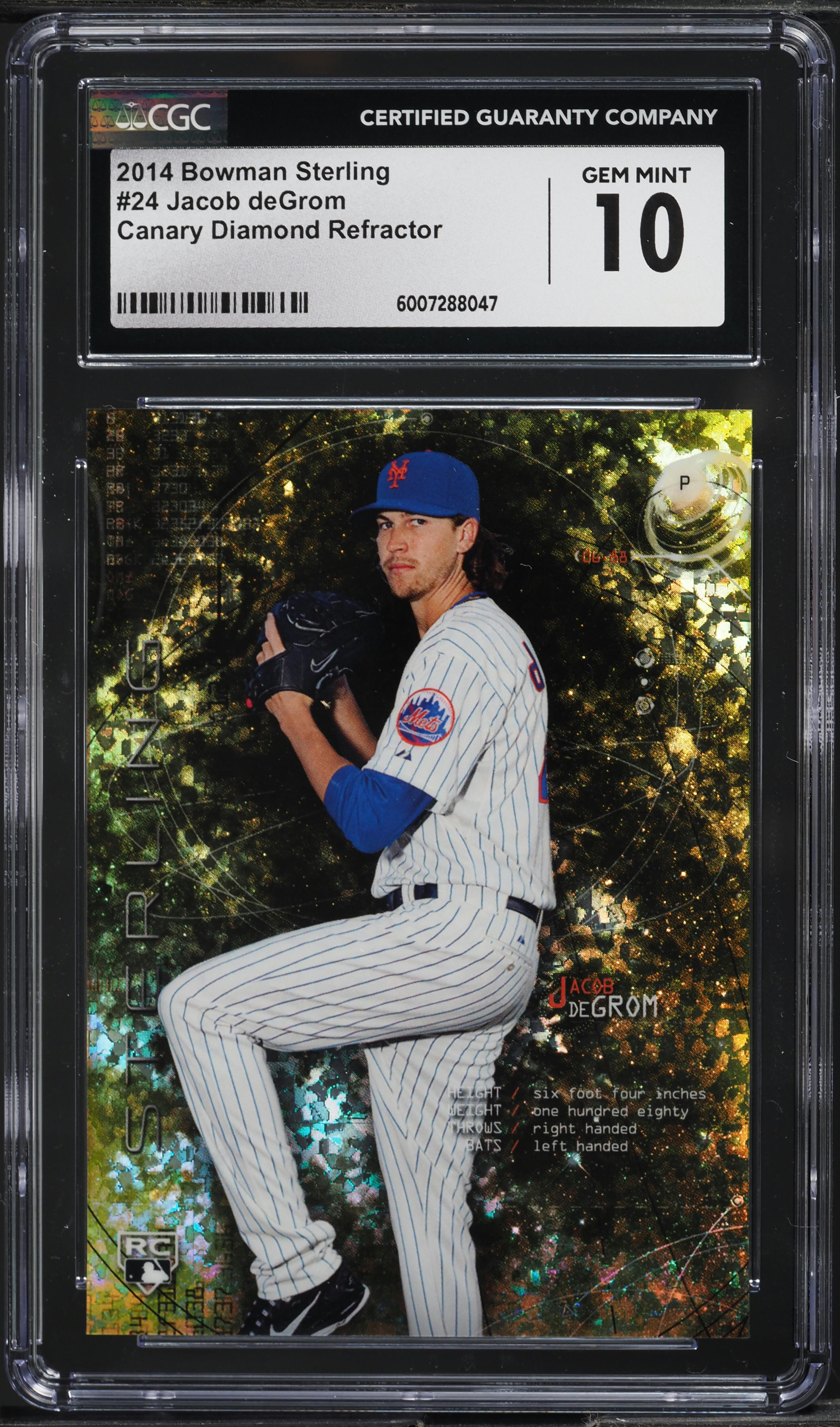 ハ*ム様 JACOB deGROM ジェイコブ・デグロムFanatics 直筆サ 2014 Bowman Sterling Canary Diamond Refractor Jacob deGrom ROOKIE
