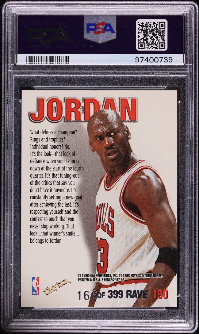 1997 Skybox Z-Force Rave Zupermen Michael Jordan /399 #190 PSA 7