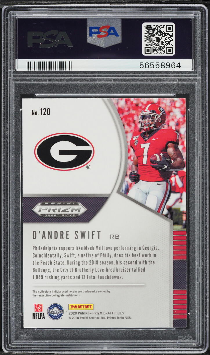 2020 Panini Prizm Draft Picks D'Andre Swift ROOKIE #120 PSA 10 GEM MINT