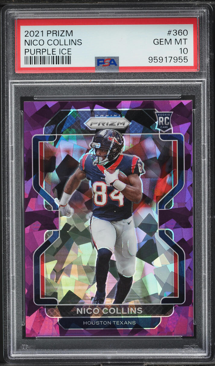 2021 Panini Prizm Purple Ice Nico Collins ROOKIE /225 #360 PSA 10 GEM MINT