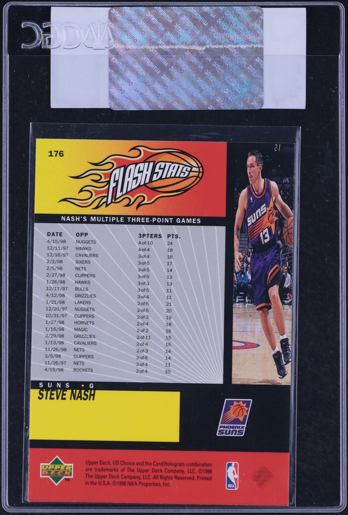 1998 Upper Deck Choice Steve Nash #176 CGC AUTH