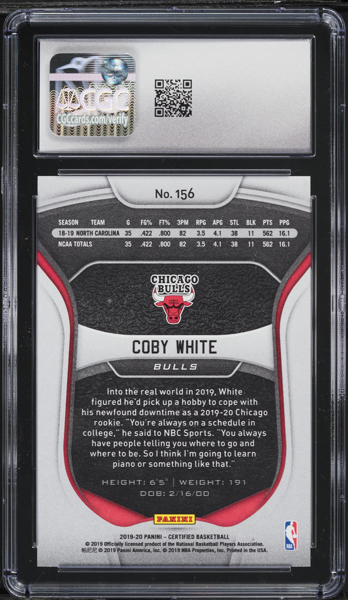 2019 Panini Certified Mirror Orange Coby White ROOKIE /99 #156 CGC 9 MINT