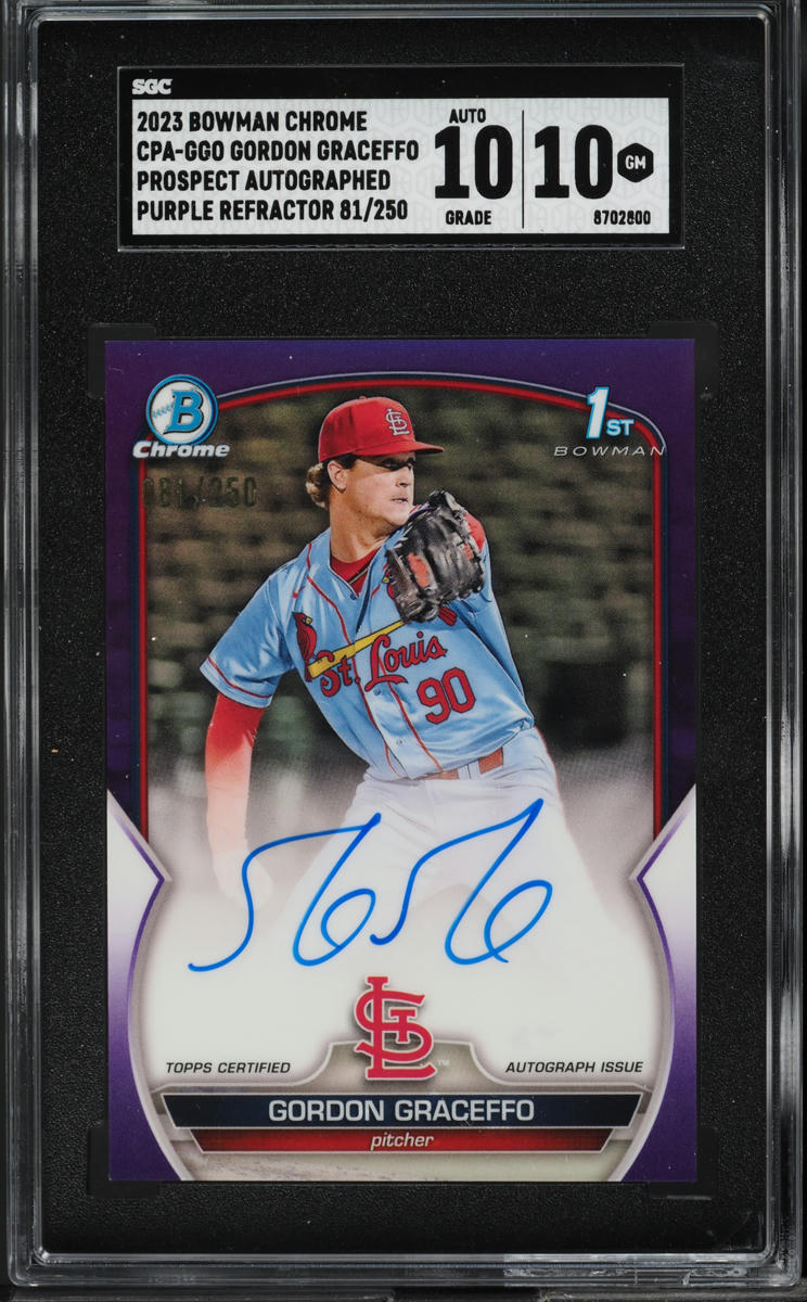 2023 Bowman Chrome Purple Gordon Graceffo PROSPECT AUTO /250 #CPA-GGO SGC 10 GEM