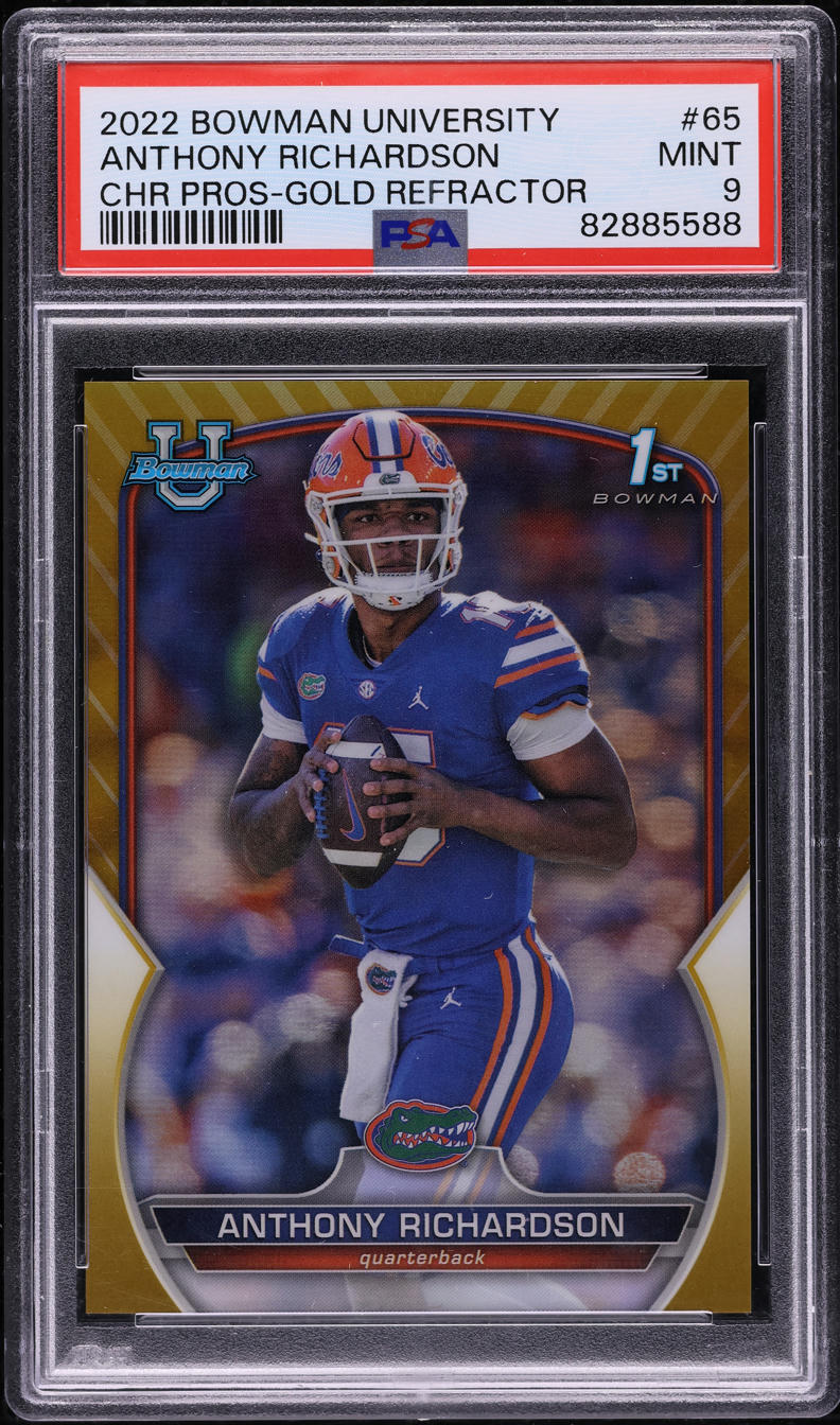 2022 Bowman Chroem U Gold Refractor Anthony Richardson ROOKIE /50 PSA 9 MINT