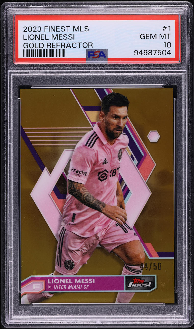 2023 Finest MLS Gold Refractor Lionel Messi /50 #1 PSA 10 GEM MINT