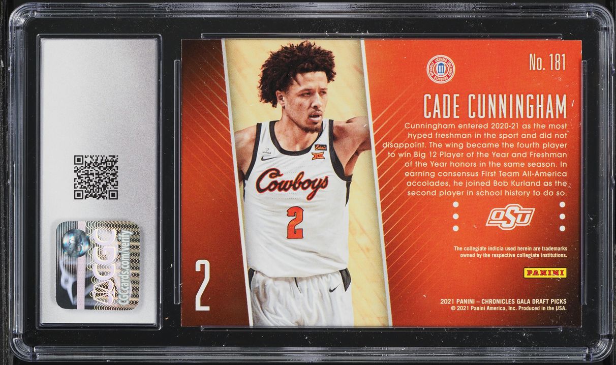 2021 Panini Chronicles Draft Picks Gala Cade Cunningham ROOKIE #181 CGC 9 MINT