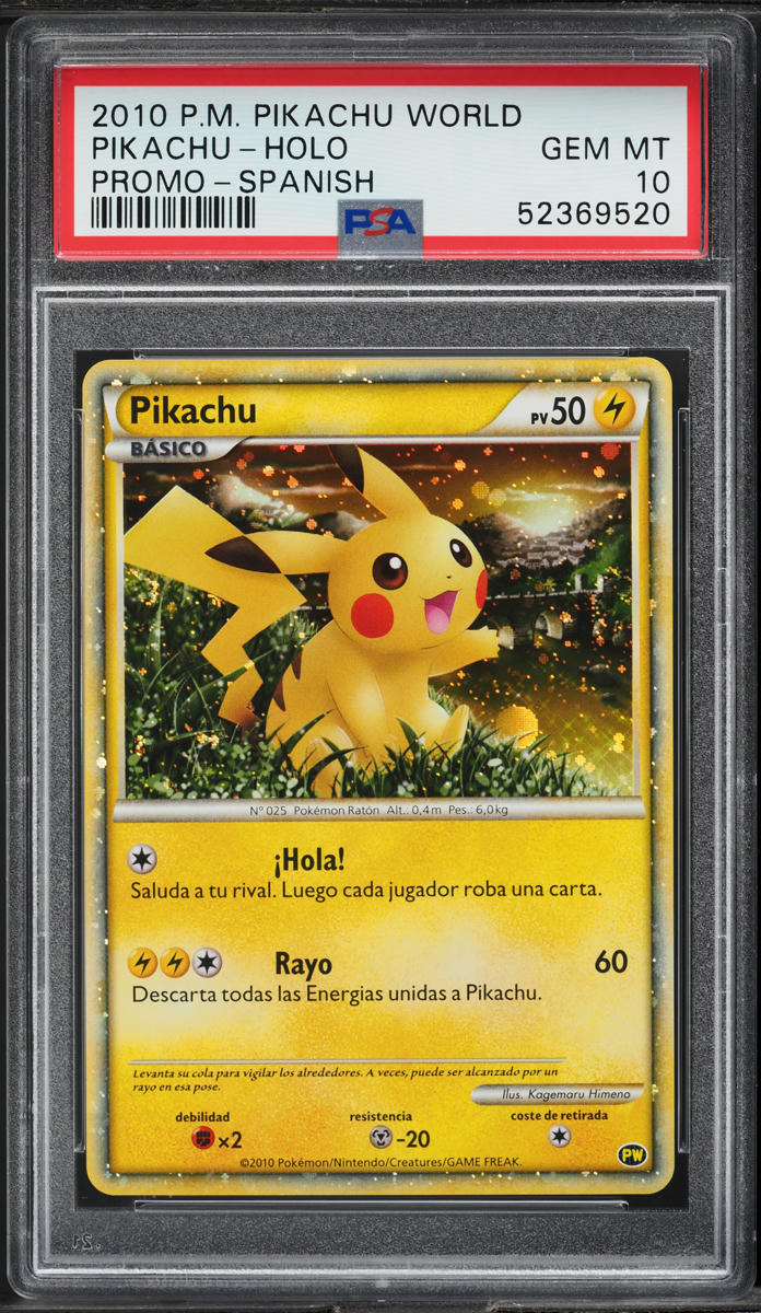 2010 Pokemon Spanish World Collection Holo Pikachu PSA 10 GEM MINT