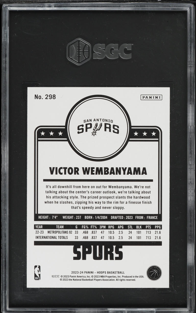 2023 Hoops Winter Victor Wembanyama ROOKIE #298 SGC 8.5 NM-MT+