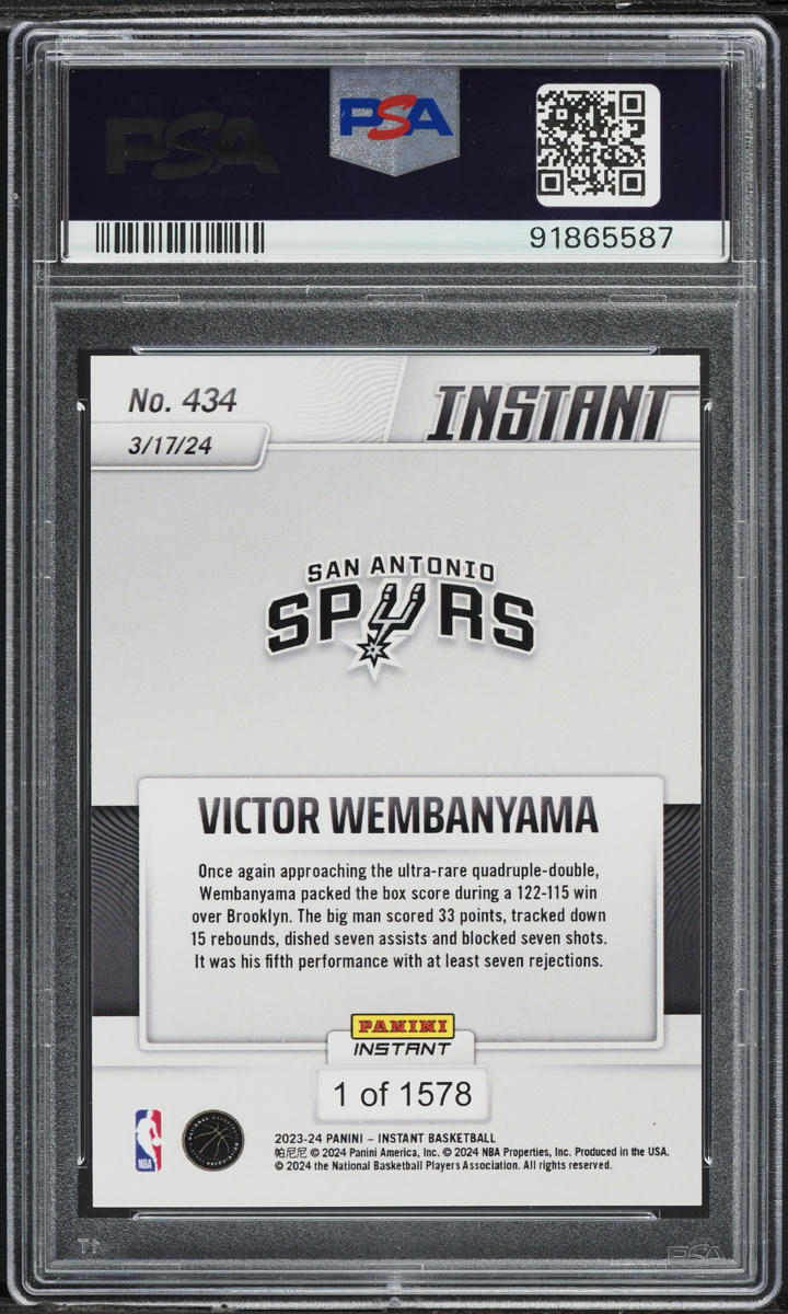 2023 Panini Instant Victor Wembanyama ROOKIE #434 PSA 10 GEM MINT