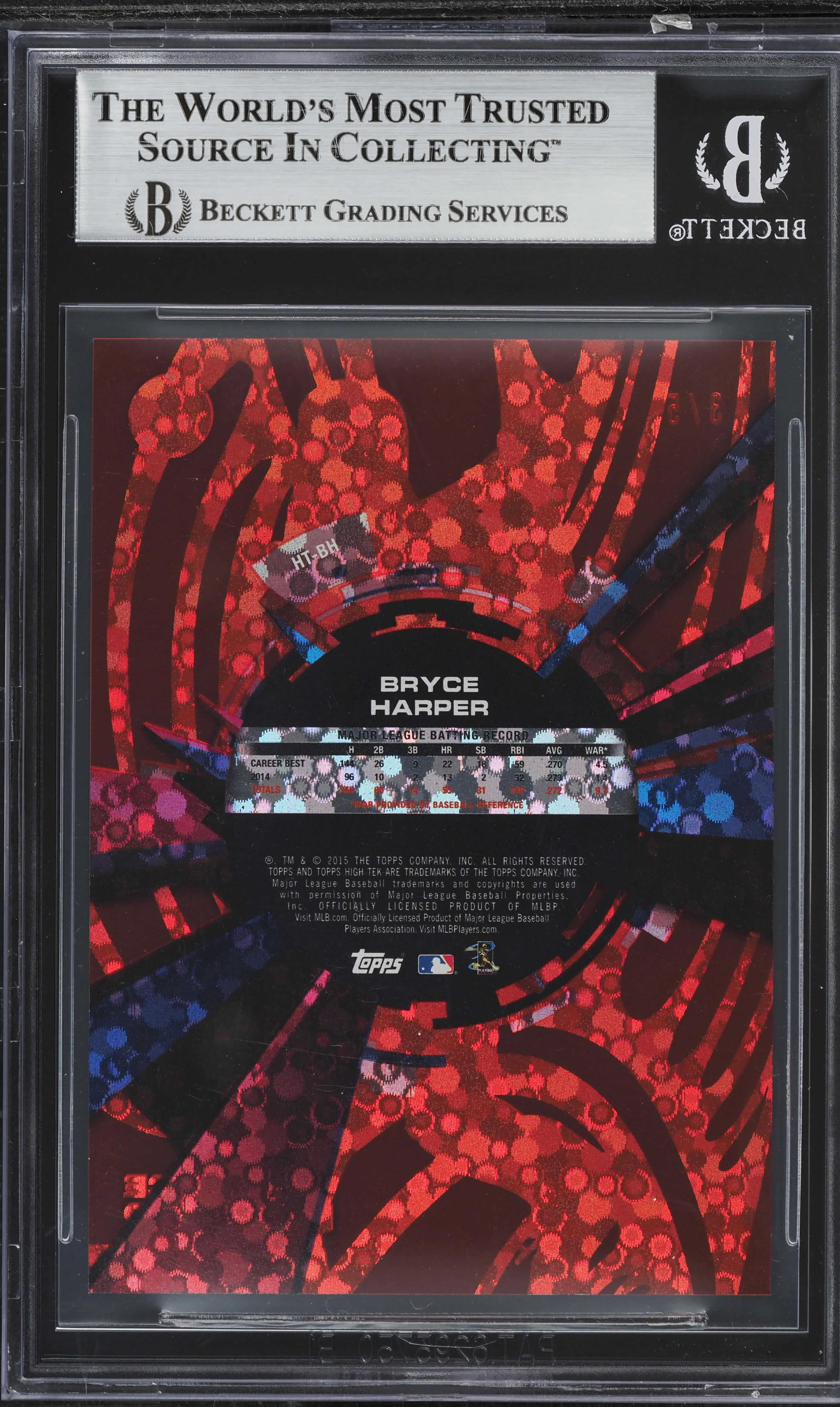 2015 Topps High Tek Red Orbit Diffractor Bryce Harper /5 #HTBH BGS