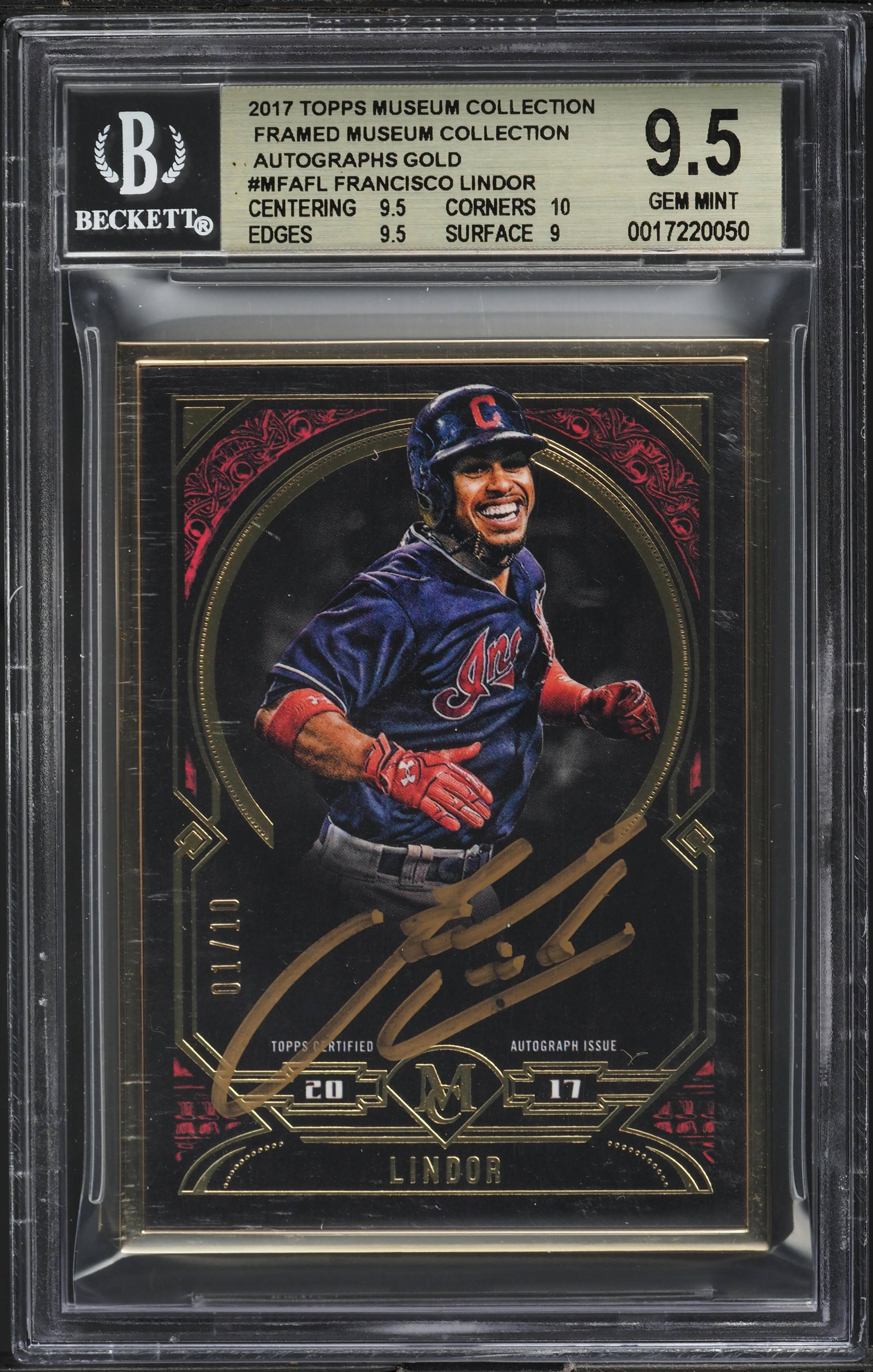 2017 Topps Museum Collection Framed Gold Francisco Lindor 1/10 BGS 