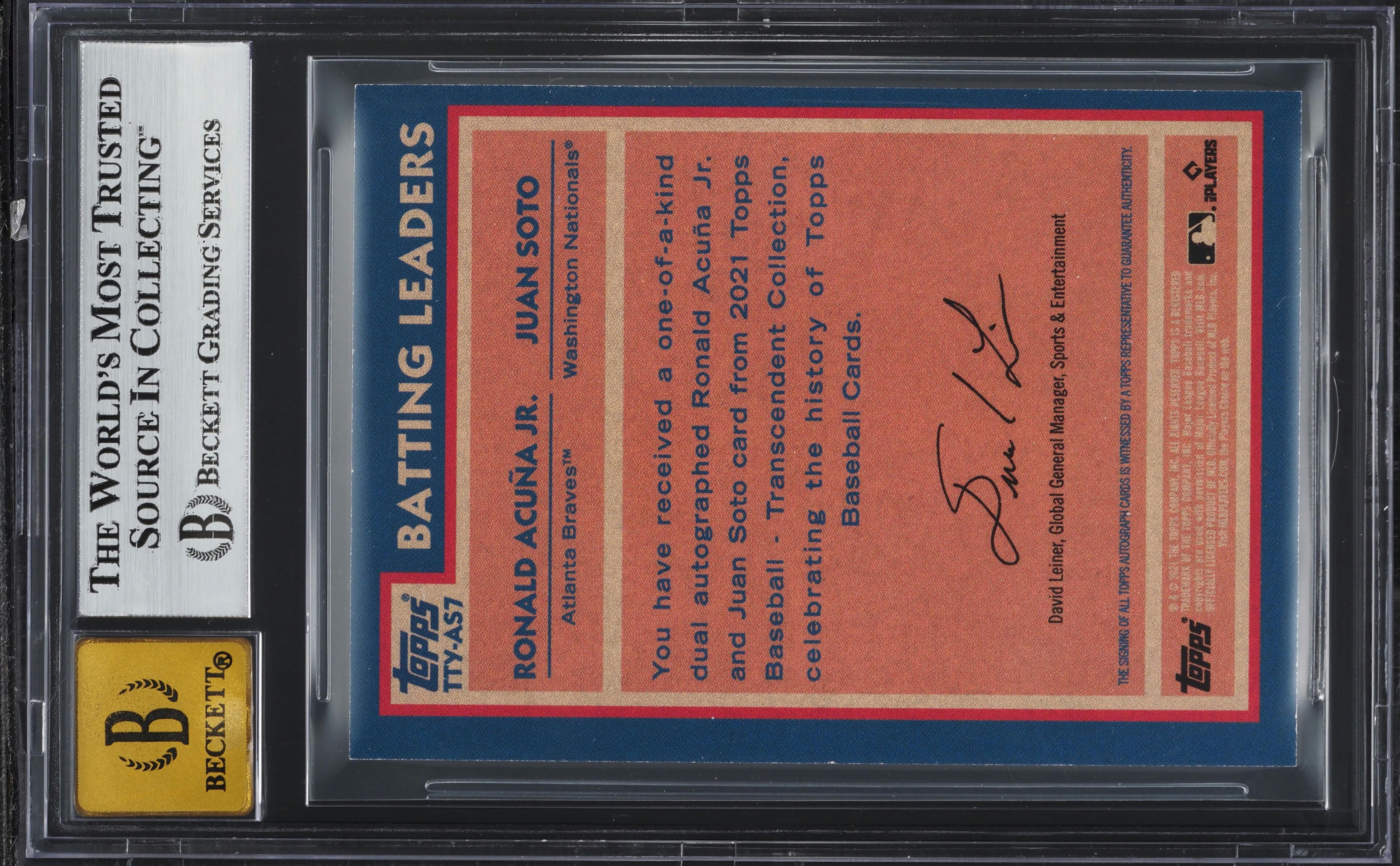 2021 Topps Transcendent Through the Years Dual Soto Acuna Jr. AUTO