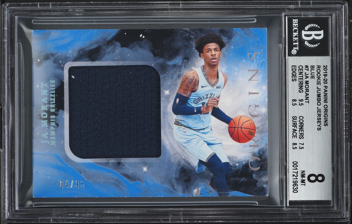 2019 Panini Origins Jumbo Blue Ja Morant ROOKIE PATCH /35 #7 BGS 8 NM-MT