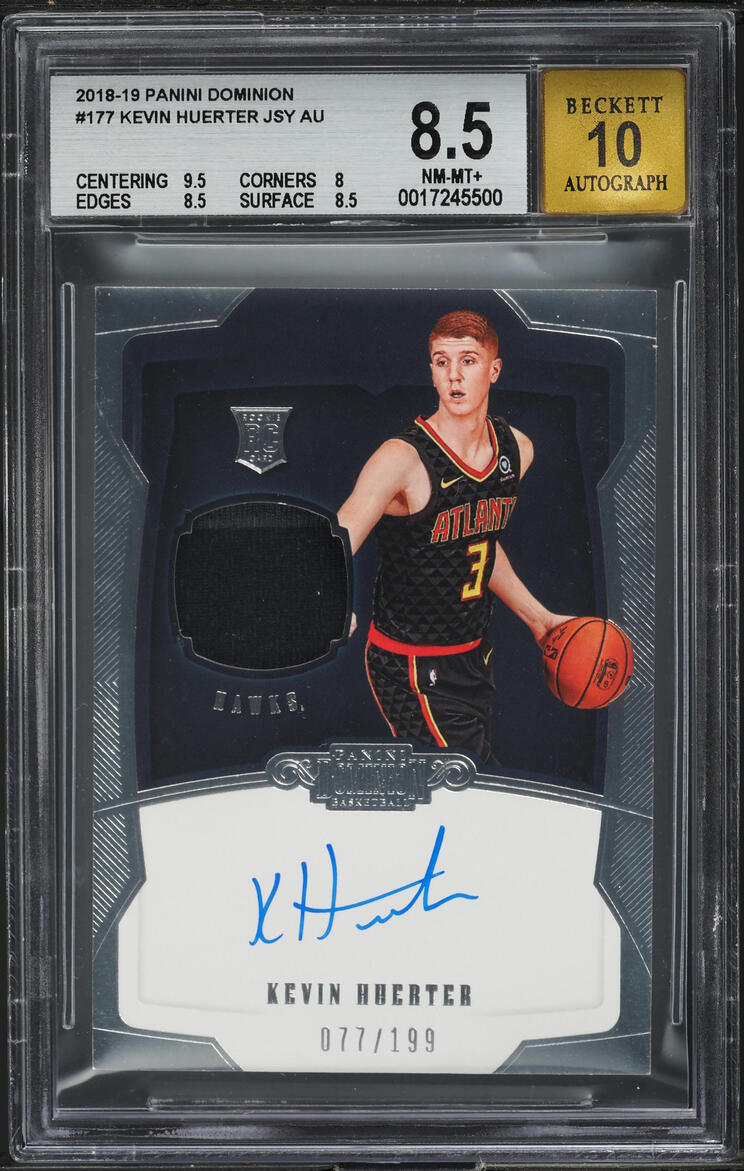 2018 Panini Dominion Kevin Huerter ROOKIE PATCH AUTO /199 #177 BGS 8.5 NM-MT+