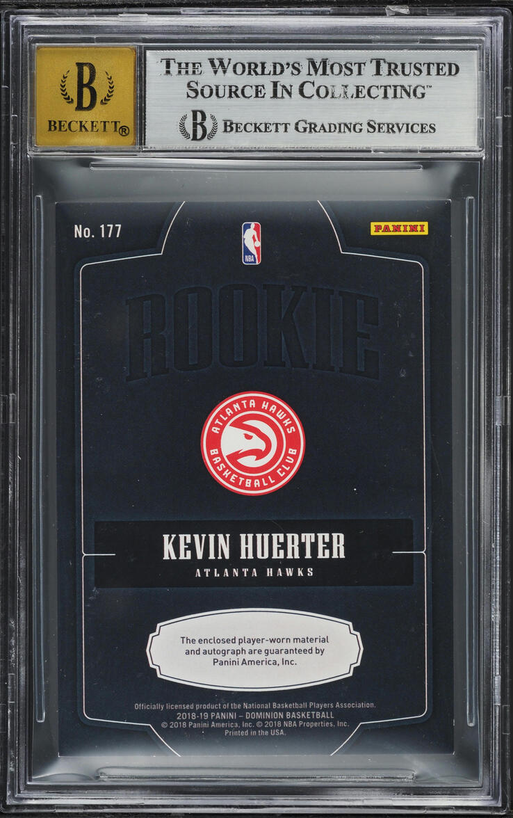 2018 Panini Dominion Kevin Huerter ROOKIE PATCH AUTO /199 #177 BGS 8.5 NM-MT+