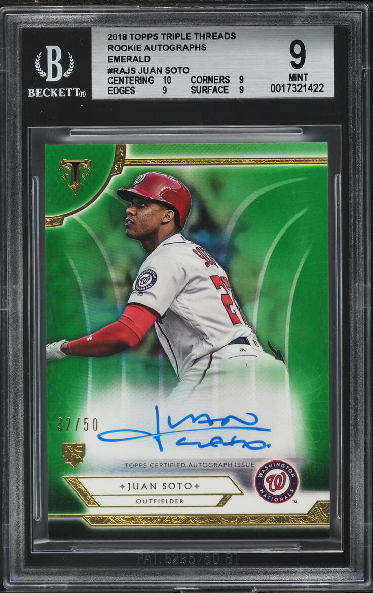 2018 Topps Triple Threads Emerald Juan Soto ROOKIE AUTO /50 BGS 9 MINT